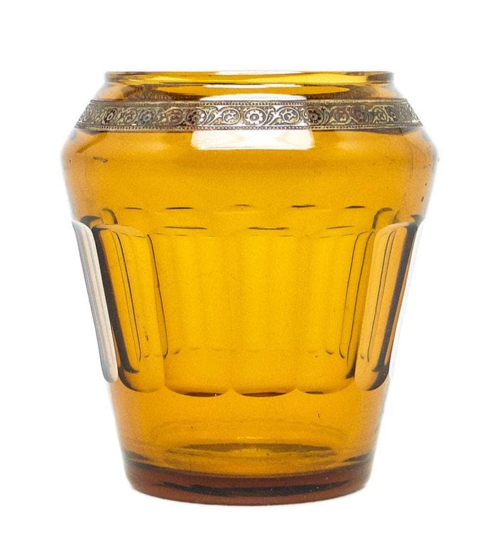 Wazon Art Deco, szkło miodowe, Bohemia, Czechosłowacja, lata 30.