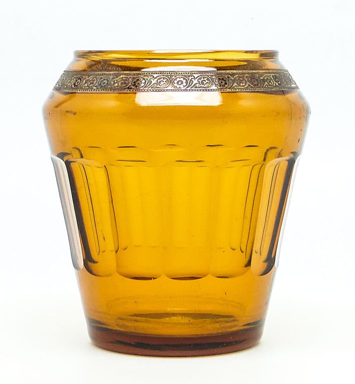 Wazon Art Deco, szkło miodowe, Bohemia, Czechosłowacja, lata 30. - 112096