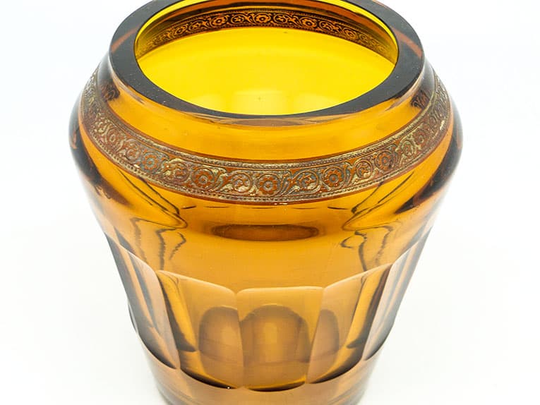 Wazon Art Deco, szkło miodowe, Bohemia, Czechosłowacja, lata 30. - 112098