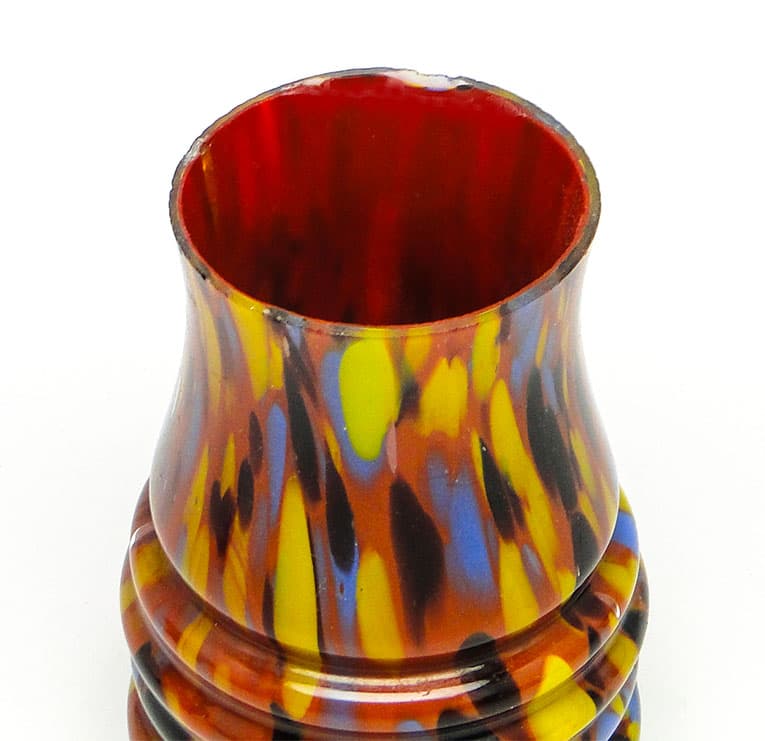 Wazon Art Deco Spatterglass, szkło, Czechosłowacja, lata 30. - 112160