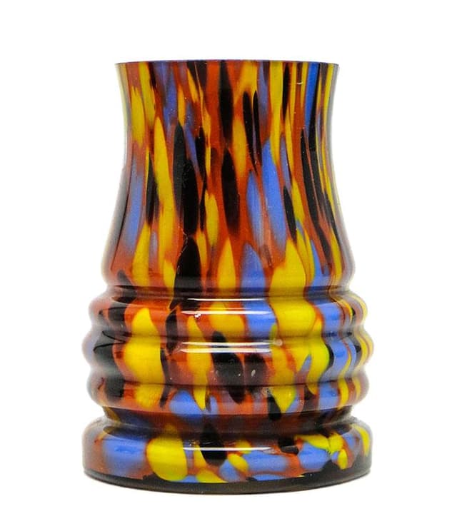 Wazon Art Deco Spatterglass, szkło, Czechosłowacja, lata 30. - WYMIARY