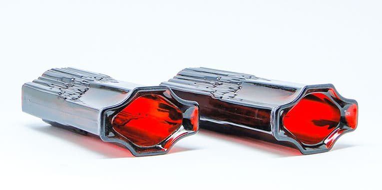 Para wazonów Modernizm, szkło czerwone, Francja, lata 80. - 112211