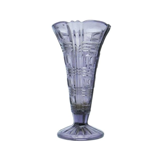 Wazon mid-century modern, szkło prasowane ametystowe, Huta Libohovice, Czechosłowacja, lata 60. - WYMIARY