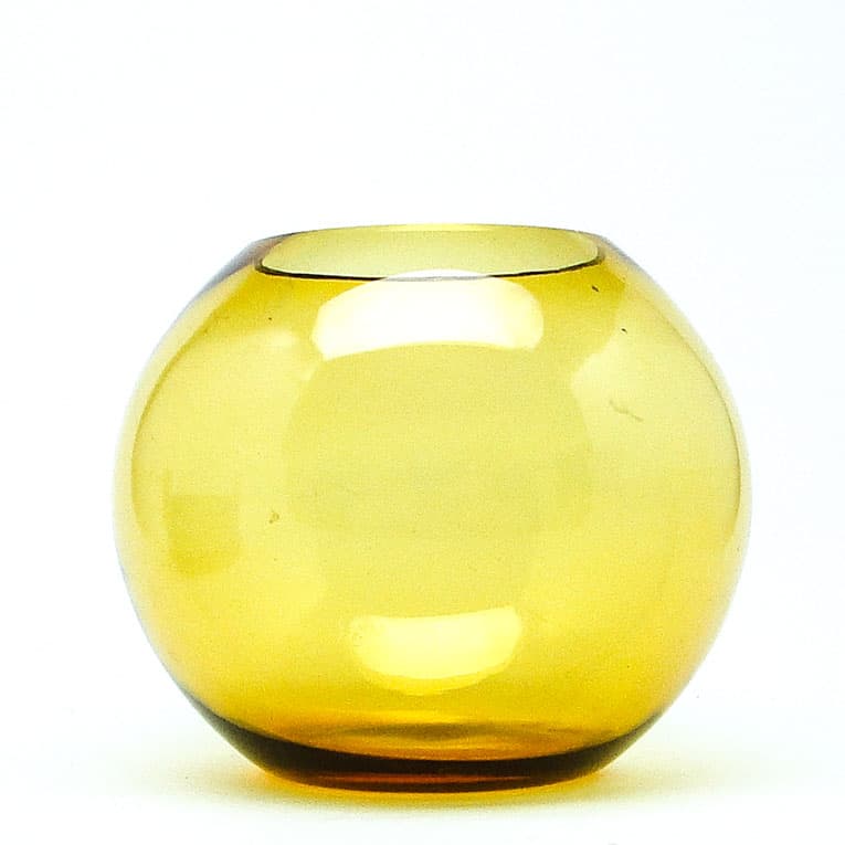 Wazon mid-century modern, szkło żółte, proj. M. Słaboń, Polska, lata 70. - 112352