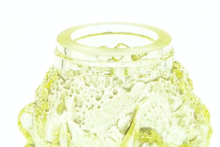 Wazon Winobranie, Art Deco, szkło żółte matowione, proj. F. Pazourka, Czechosłowacja, lata 30. - 112402