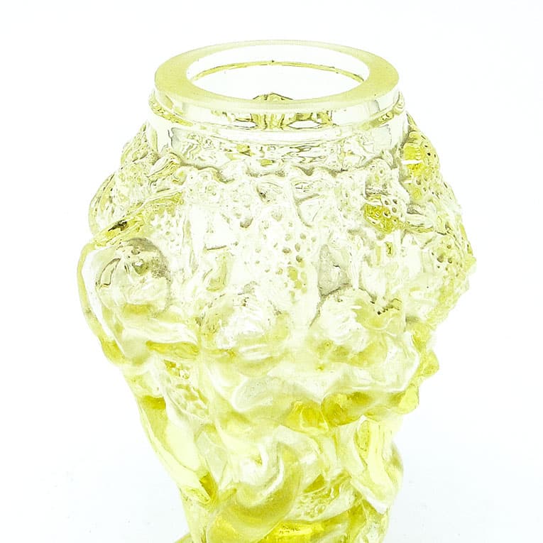 Wazon Winobranie, Art Deco, szkło żółte matowione, proj. F. Pazourka, Czechosłowacja, lata 30. - 112397