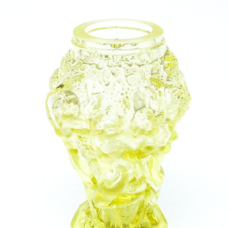 Wazon Winobranie, Art Deco, szkło żółte matowione, proj. F. Pazourka, Czechosłowacja, lata 30. - 112396