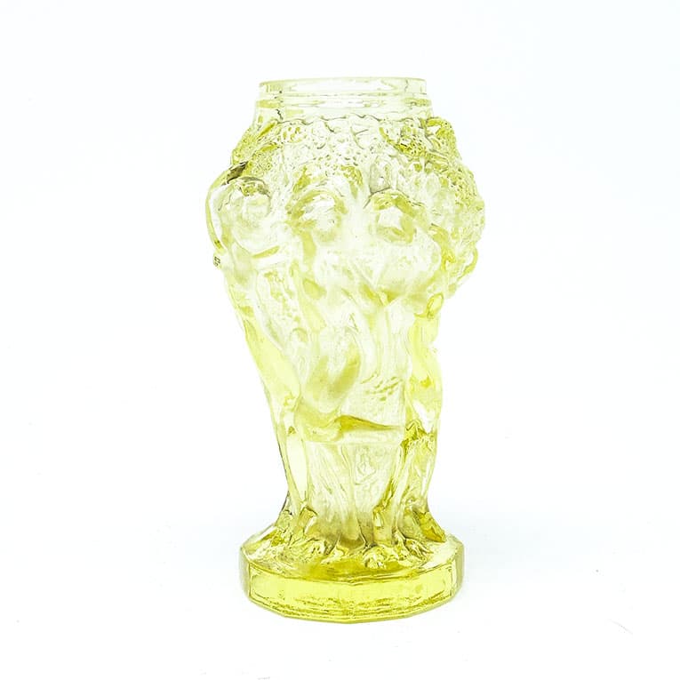 Wazon Winobranie, Art Deco, szkło żółte matowione, proj. F. Pazourka, Czechosłowacja, lata 30. - 112393