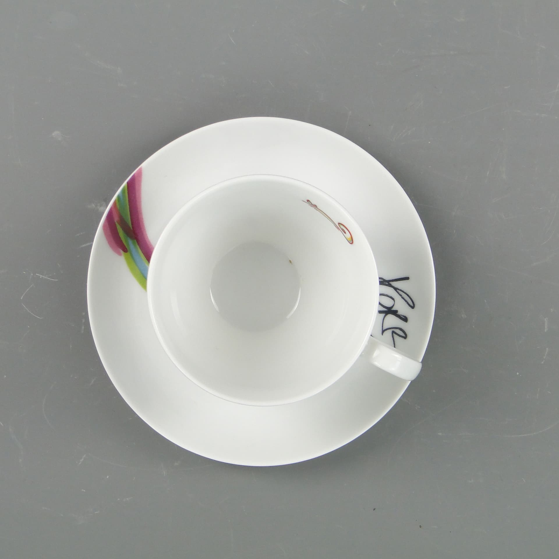 Filiżanka do kawy Kot i Mysz, porcelana multikolor, proj. O. Sipowicz, Ćmielów, Polska, lata 80. - 8137