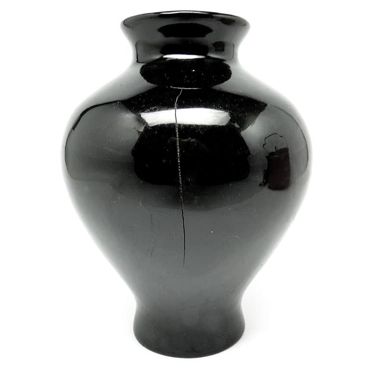Wazon Minimalizm, lakier czarny, aplikacja z macicy perłowej, Japonia, lata 50. - 112472