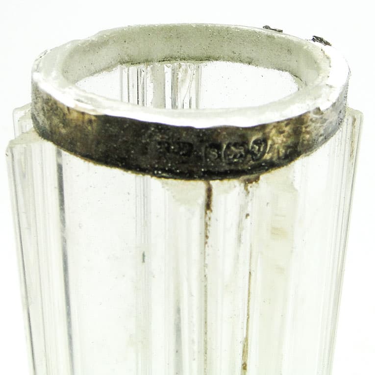 Wazon secesyjny, szkło zielone, srebrne okucie, Wielka Brytania, początek XX w. - 112532