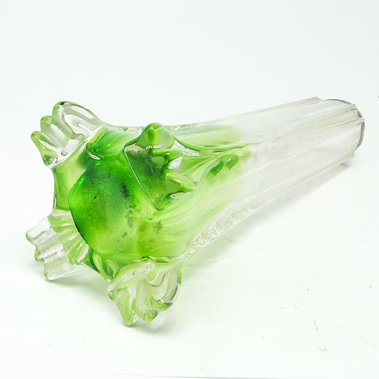 Wazon secesyjny, szkło zielone, srebrne okucie, Wielka Brytania, początek XX w. - 112533