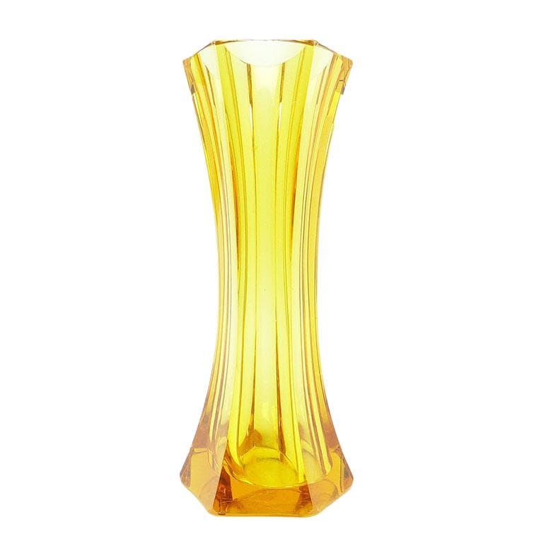 Wazon Art Deco, kryształ żółty, proj. J. Hoffmann, Moser, Czechy, lata 30.