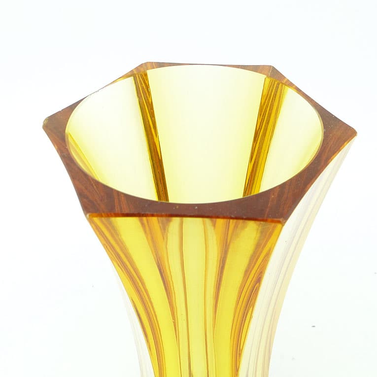 Wazon Art Deco, kryształ żółty, proj. J. Hoffmann, Moser, Czechy, lata 30. - 112555