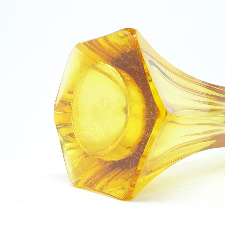 Wazon Art Deco, kryształ żółty, proj. J. Hoffmann, Moser, Czechy, lata 30. - 112557