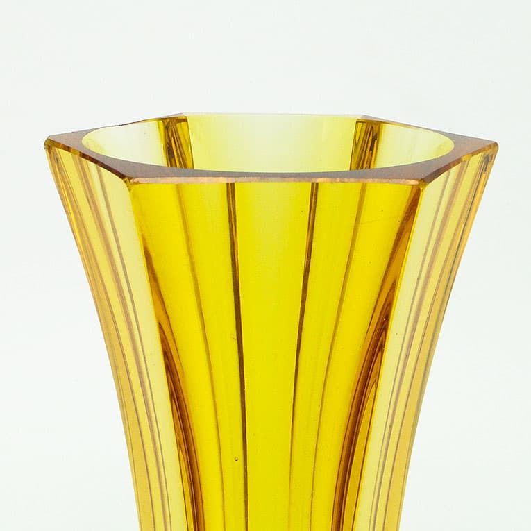 Wazon Art Deco, kryształ żółty, proj. J. Hoffmann, Moser, Czechy, lata 30. - 112551