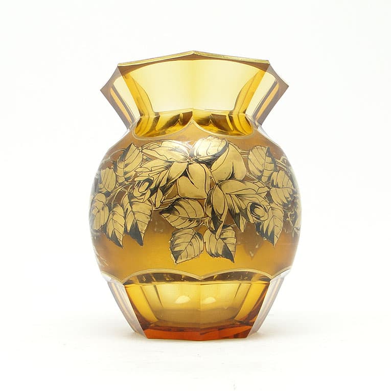 Wazon, kryształ, ręcznie malowany, proj. Kamenický Šenov, Czechy, XIX w. - 112591