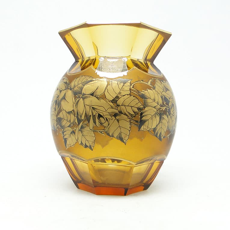 Wazon, kryształ, ręcznie malowany, proj. Kamenický Šenov, Czechy, XIX w. - 112599