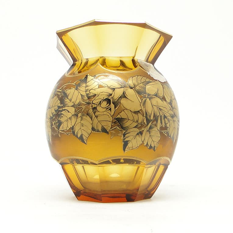 Wazon, kryształ, ręcznie malowany, proj. Kamenický Šenov, Czechy, XIX w. - 112590