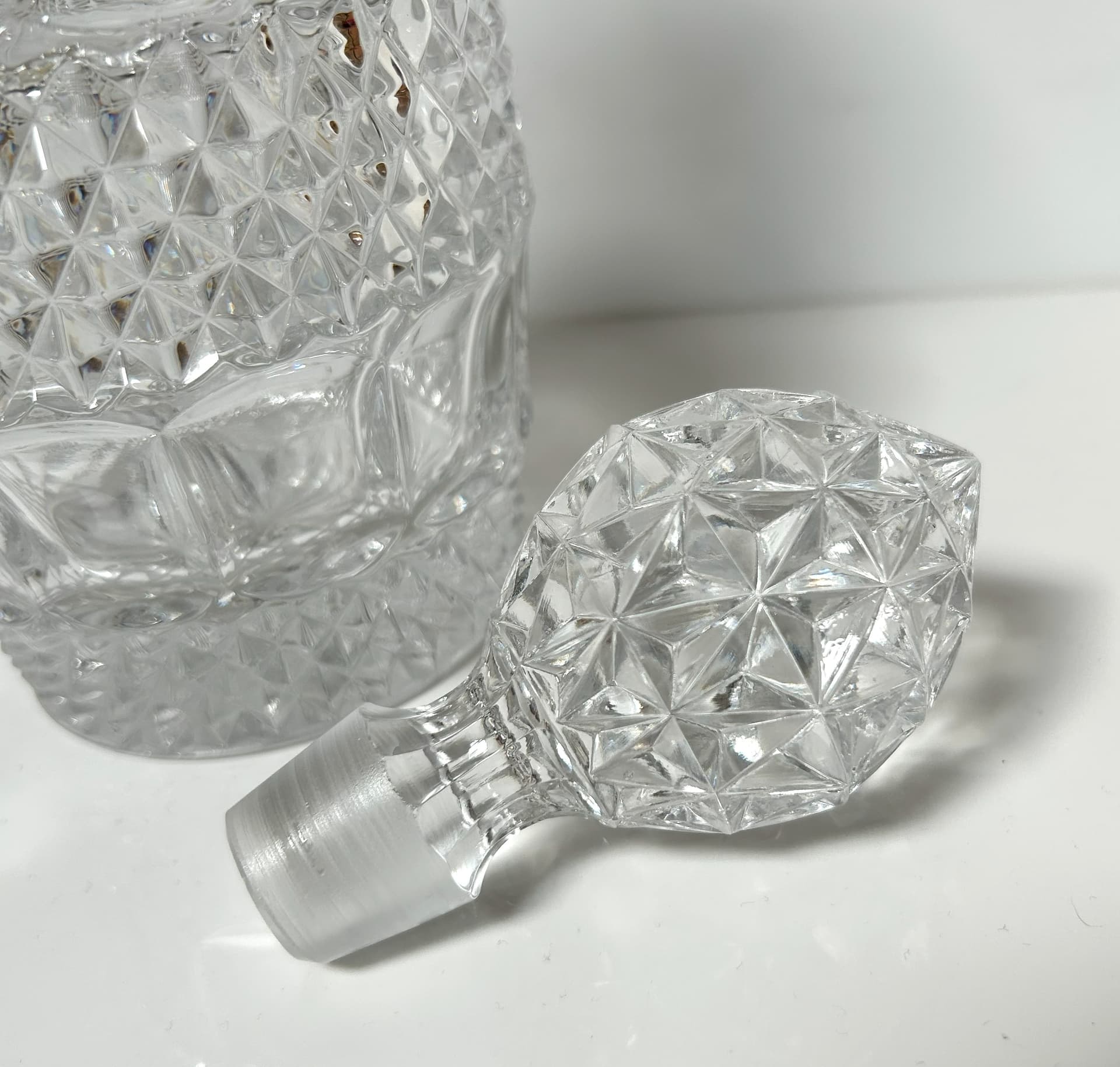 Decanter Bohemian Crystal, transparent crystal, Bohemia, Czechoslovakia, 1960s. - 8162