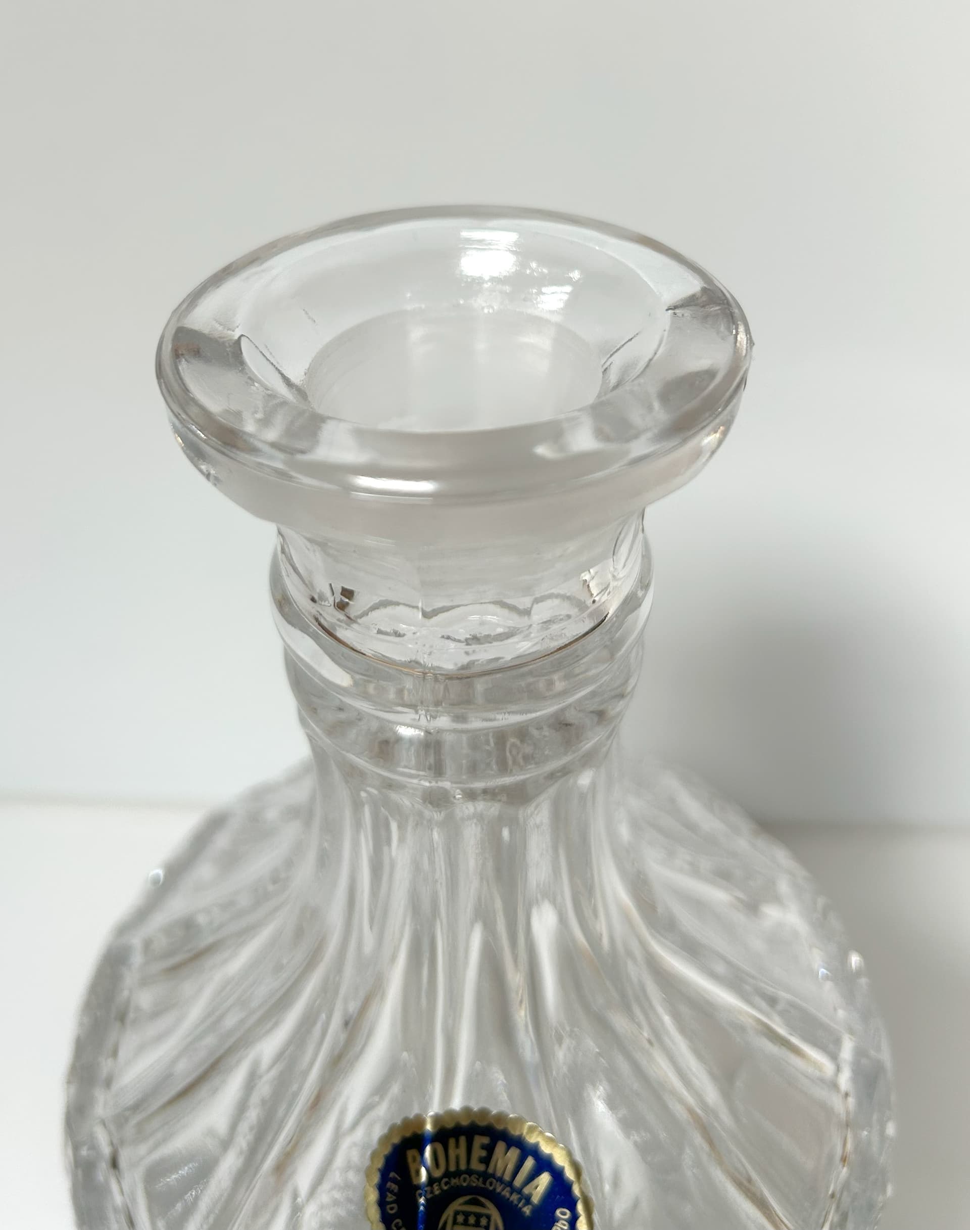 Decanter Bohemian Crystal, transparent crystal, Bohemia, Czechoslovakia, 1960s. - 8161