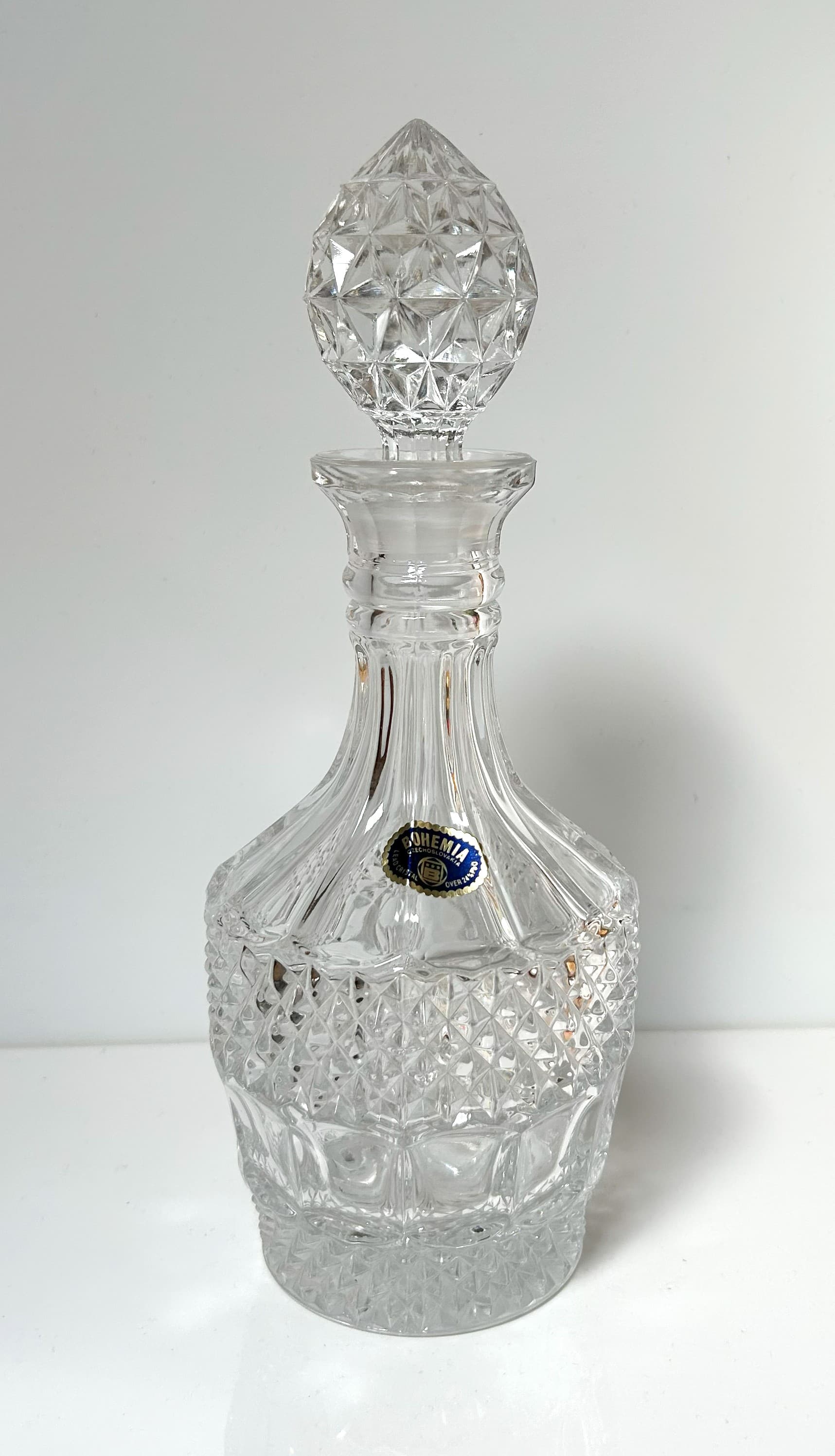Decanter Bohemian Crystal, transparent crystal, Bohemia, Czechoslovakia, 1960s. - 8160