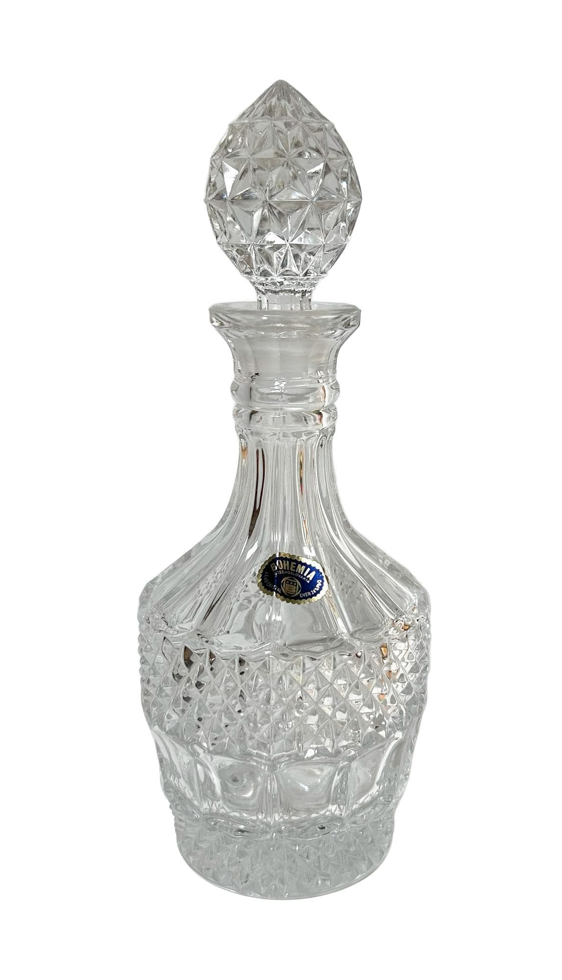 Decanter Bohemian Crystal, transparent crystal, Bohemia, Czechoslovakia, 1960s.