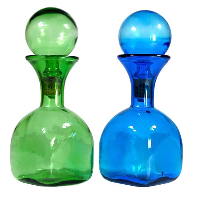 Kolorowe karafki ze szkła, Empoli, Włochy, lata 60. - WYMIARY