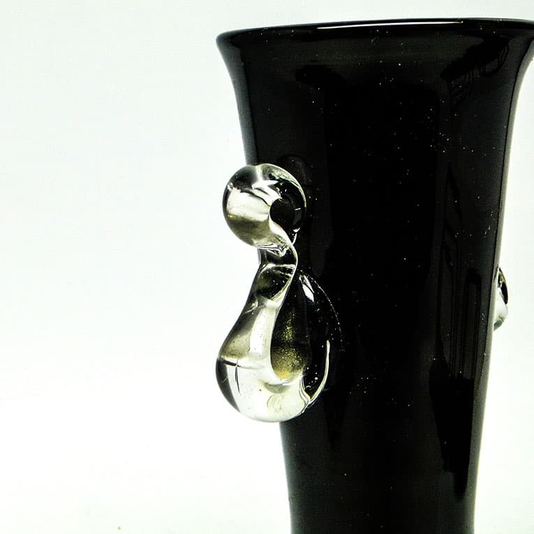 Wazon mid-century modern, szkło czarne, HSG Tarnowiec, Polska, lata 70. - 112692