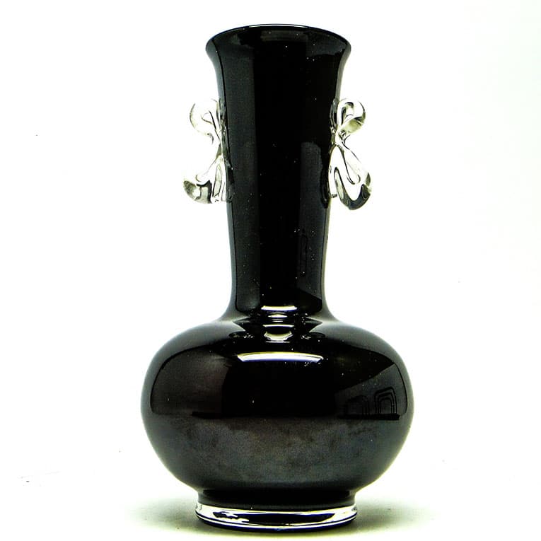 Wazon mid-century modern, szkło czarne, HSG Tarnowiec, Polska, lata 70. - 112695