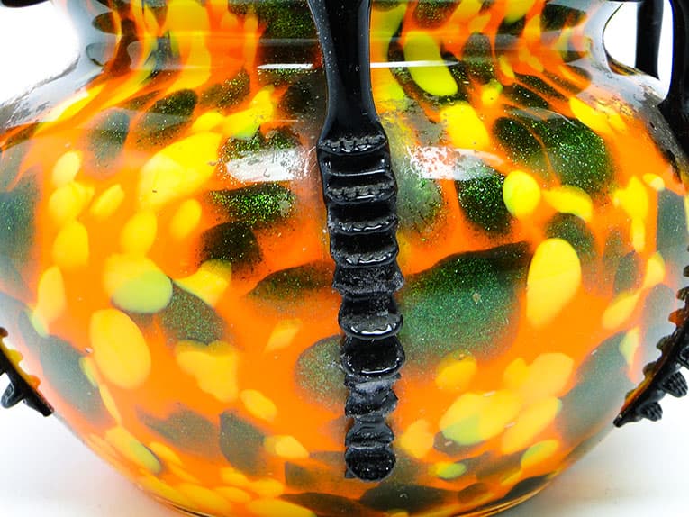 Wazon Art Deco, szkło spatter, Huta Welz, Czechosłowacja, lata 30. - 112721