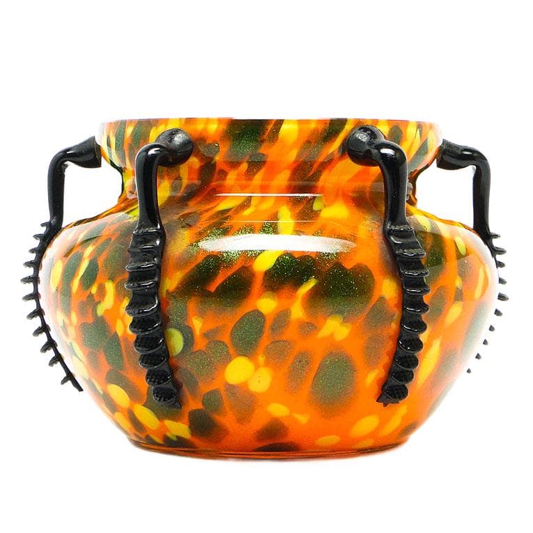 Wazon Art Deco, szkło spatter, Huta Welz, Czechosłowacja, lata 30.