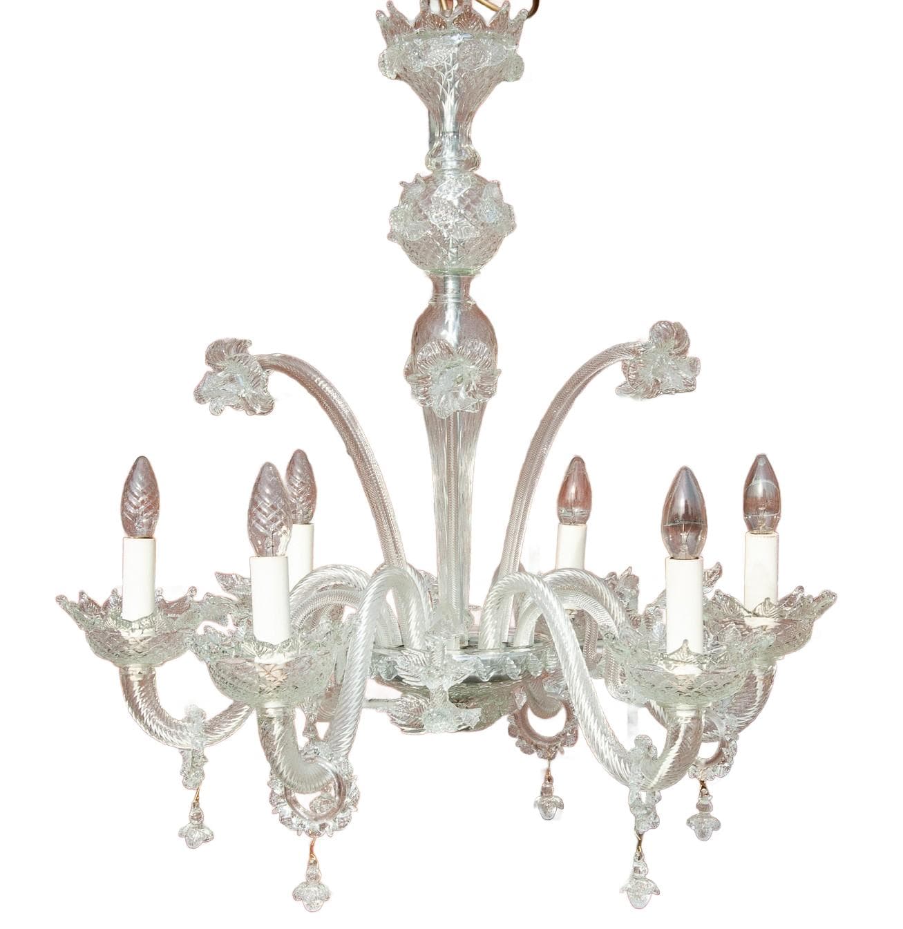 Przezroczysty żyrandol, Murano, Włochy, lata 2000.