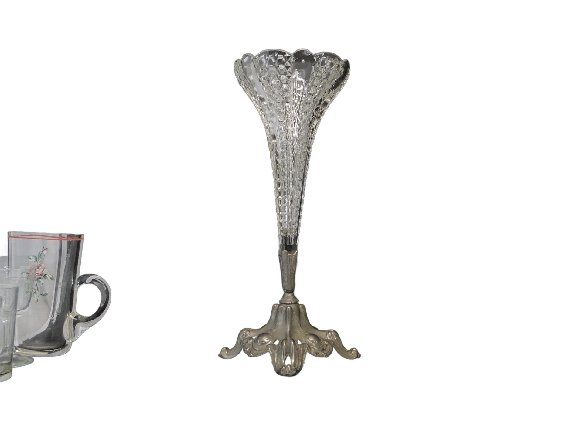 Wazon Art Nouveau, szkło prasowane cyna, Francja, początek XX w.