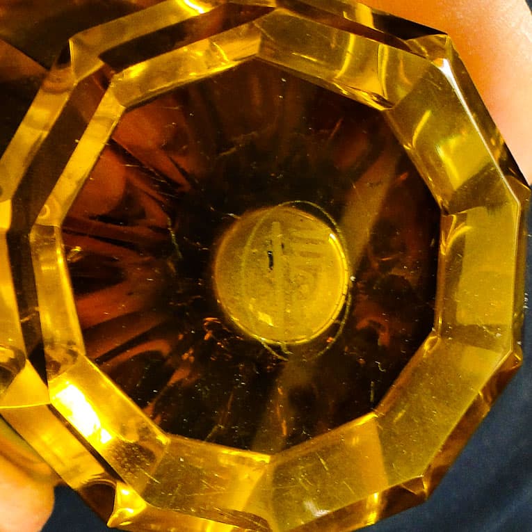 Wazon Art Deco, kryształ żółty, proj. J. Hoffmann, Bohemia, Czechosłowacja, lata 30. - 112876