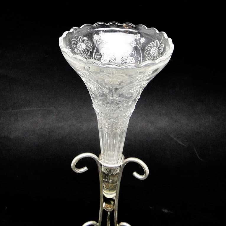 Wazon flet secesja, mosiądz srebrzony szkło, Wielka Brytania, początek XX w. - 112914