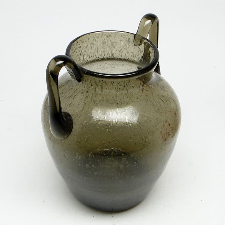 Wazon Postmodernizm, szkło oliwkowe antico, proj. Z. Horbowy, Polska, lata 70. - 112951