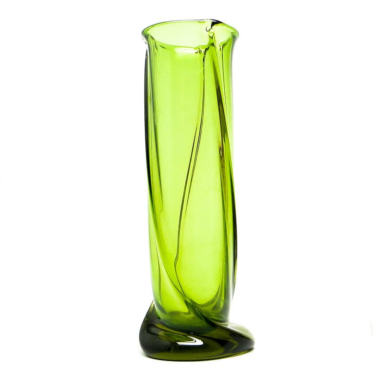 Wazon mid-century modern, szkło zielone, Polska, lata 70. - 112956