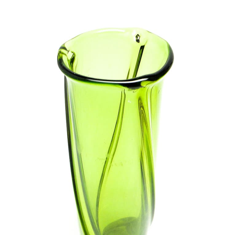 Wazon mid-century modern, szkło zielone, Polska, lata 70. - 112957