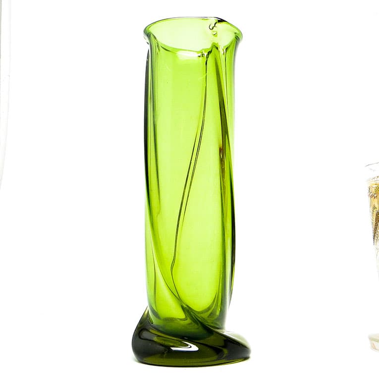 Wazon mid-century modern, szkło zielone, Polska, lata 70. - 112958