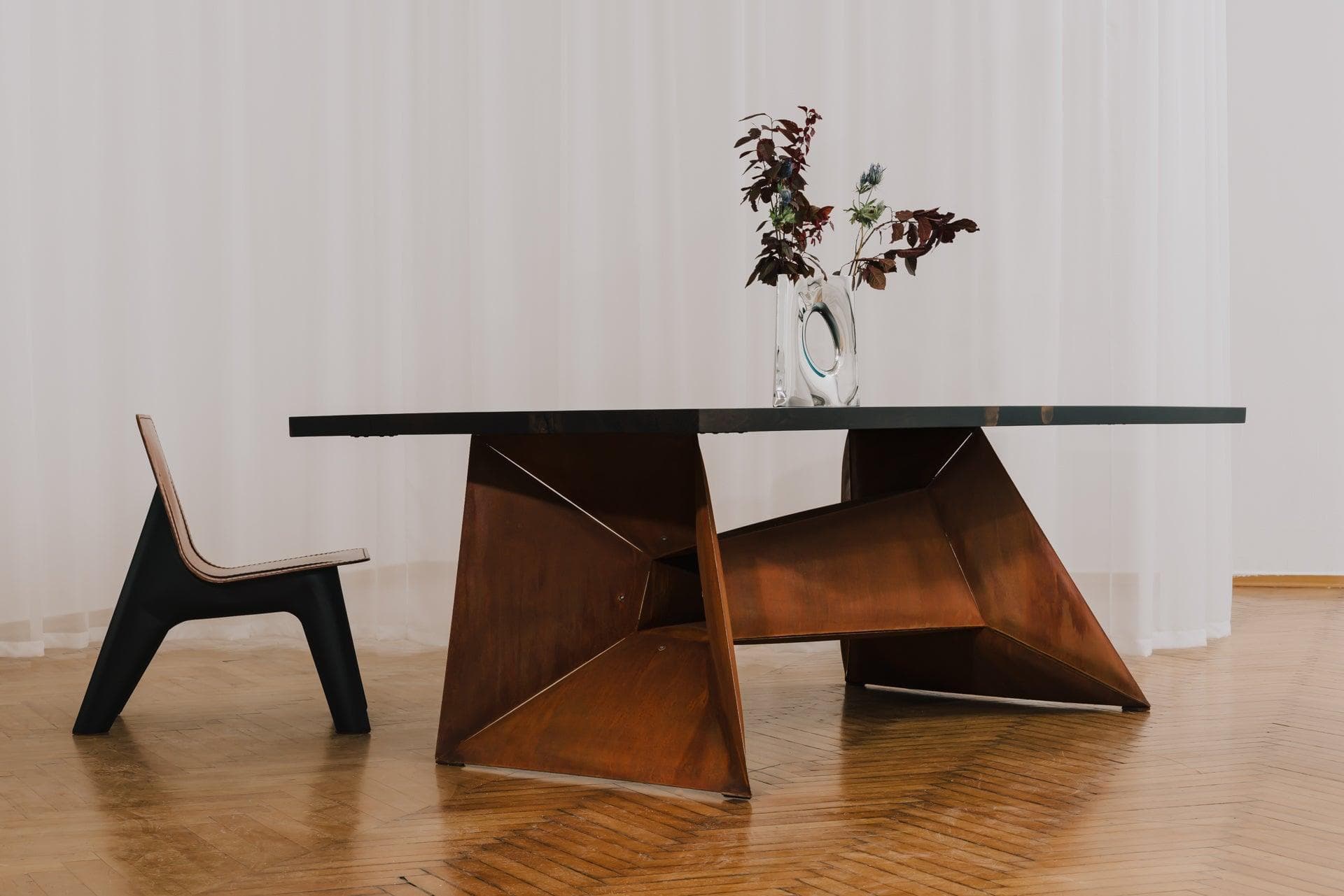 Krzesło J-CHAIR skóra koniakowa, szary, aluminium, Zieta Studio - 116791