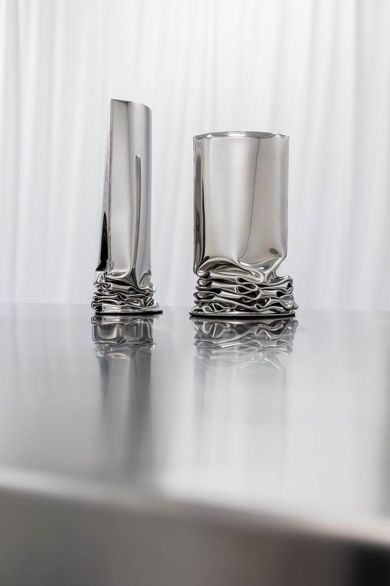 Wazon CRASH stalowy, srebrny, 35 cm, Zieta Studio - 116739