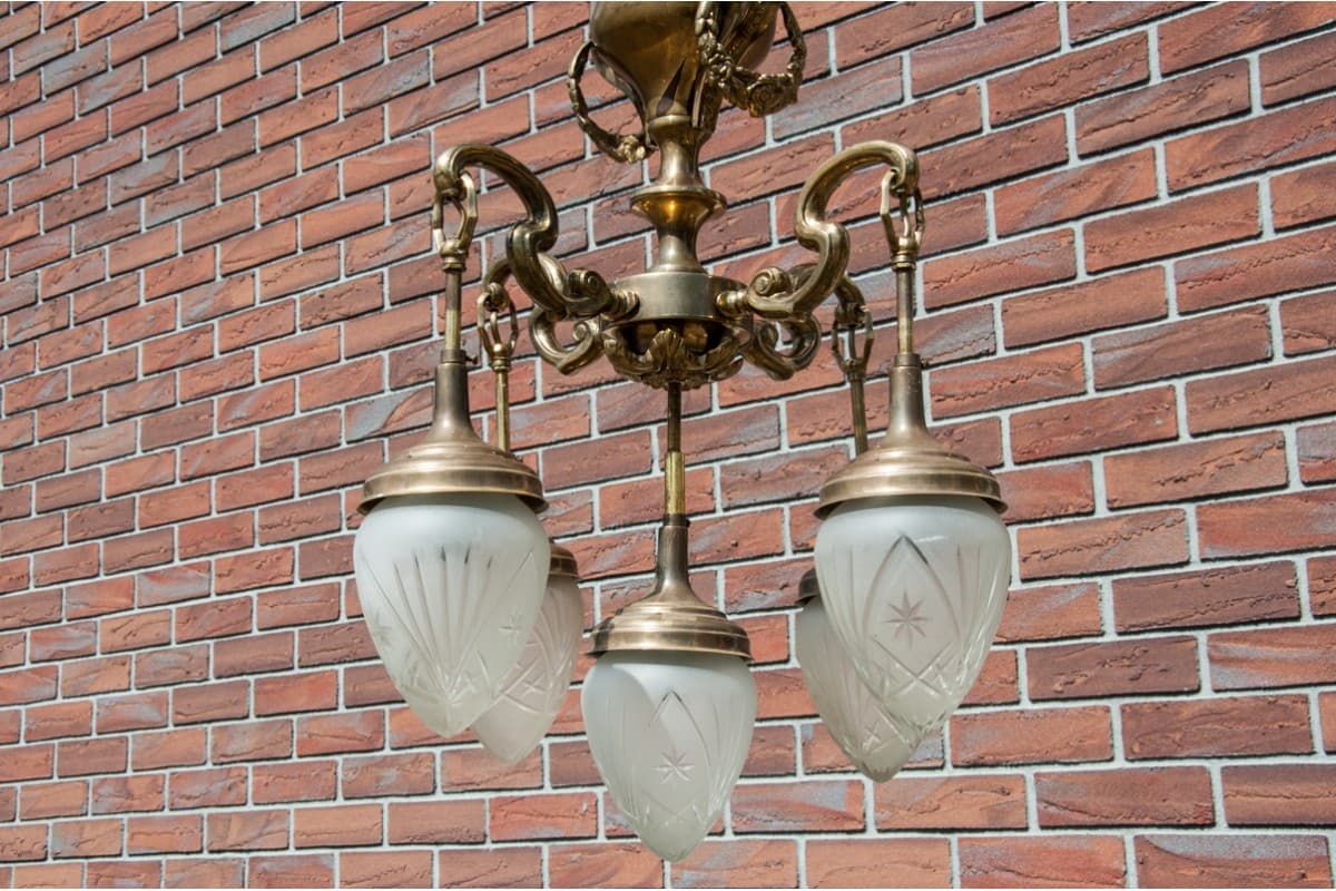 Brass Art Deco Chandelier, Western Europe, 1950s - 78353