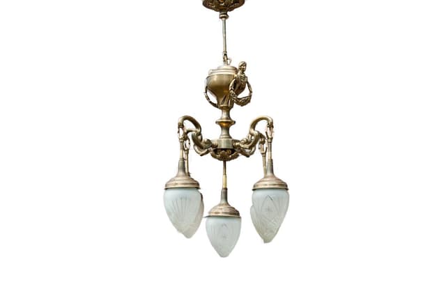 Brass Art Deco Chandelier, Western Europe, 1950s - DIMENSION