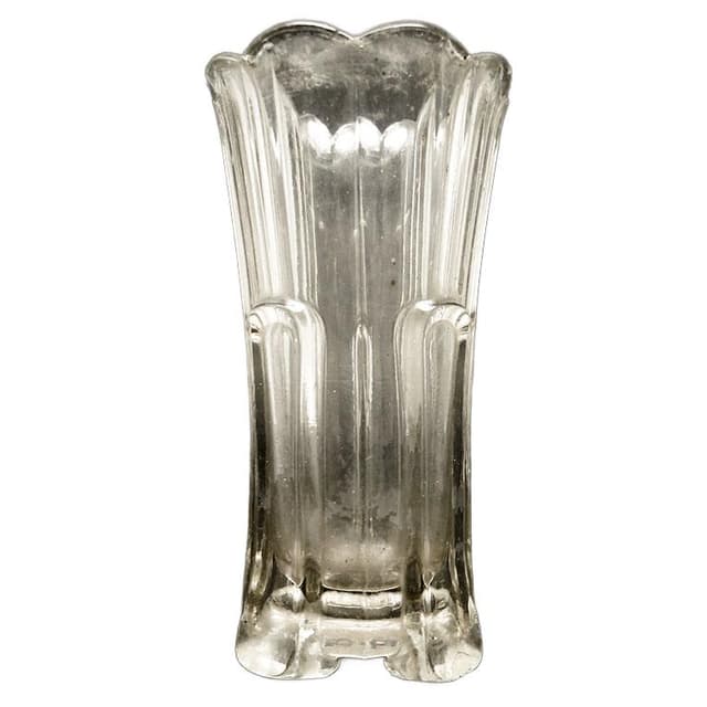 Wazon, mid-century modern, szkło prasowane rozalinowe, Polska, lata 50. - WYMIARY