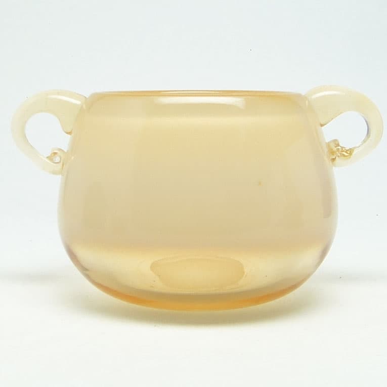 Wazon mid-century modern, szkło beżowe, proj. M. Jakubas, Polska, lata 70. - 113304