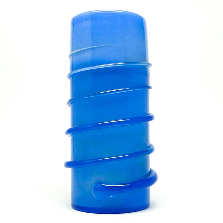 Wazon, polski modernizm, szkło niebieskie, proj. M. Jakubas, Polska, lata 70. - 113313