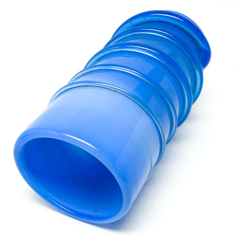 Wazon, polski modernizm, szkło niebieskie, proj. M. Jakubas, Polska, lata 70. - 113320