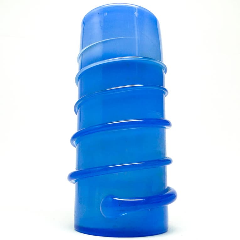 Wazon, polski modernizm, szkło niebieskie, proj. M. Jakubas, Polska, lata 70. - 113314