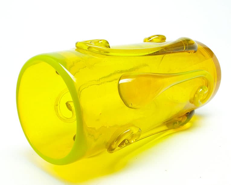 Wazon modernizm, szkło żółte, proj. J. Słuczan-Orkusz, Polska, lata 70. - 113383